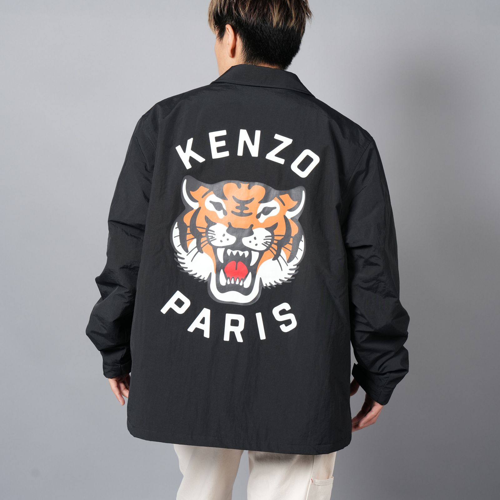 KENZO - 【ラスト1点】'KENZO LUCKY TIGER' キルティング コーチ ジャケット (ブラック) | Confidence