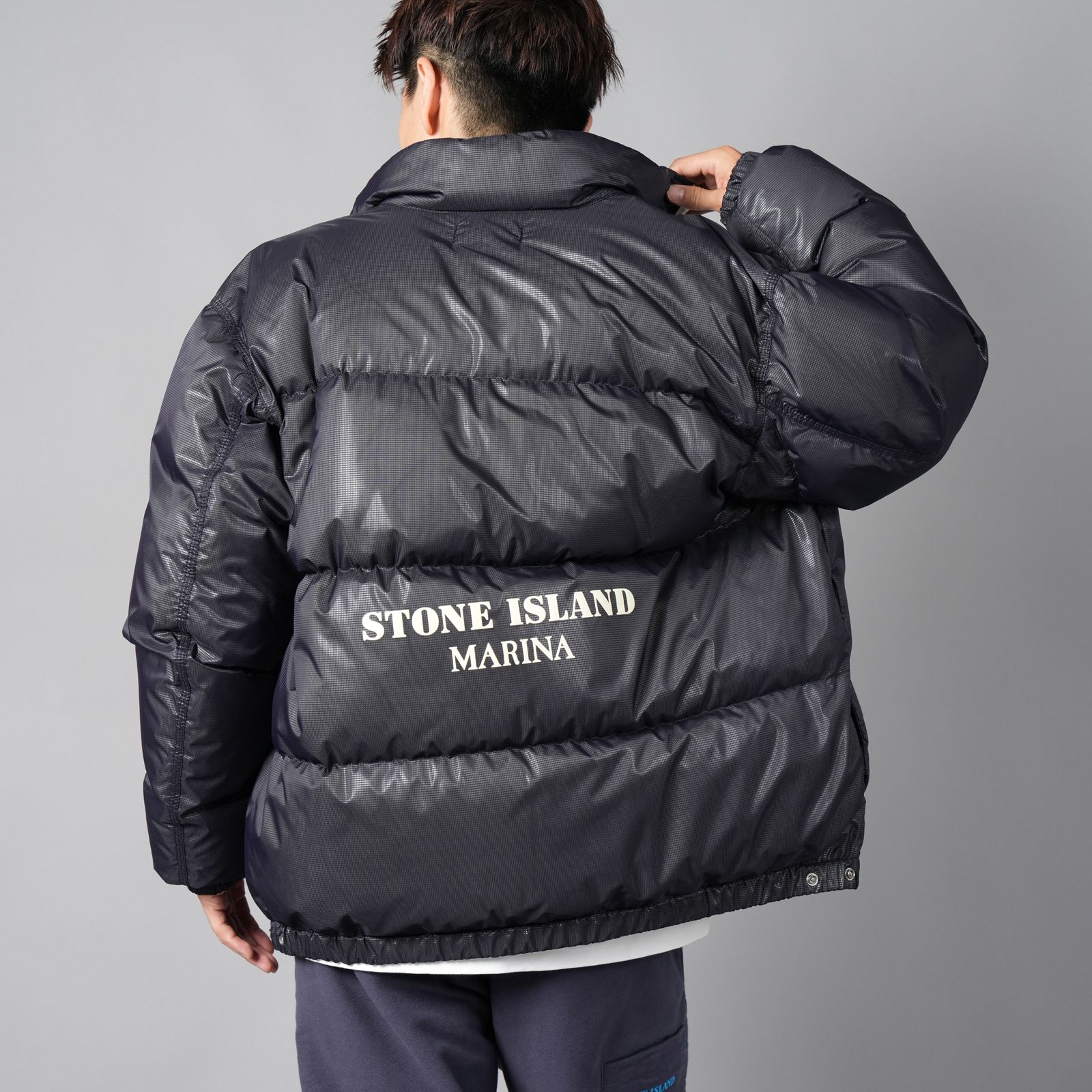 STONE ISLAND - 446X1 NYLON RIPSTOP COVER DOWN_ STONE ISLAND MARINA / ナイロンリップストップ  カバーダウン ダウンジャケット (インクブルー) | Confidence