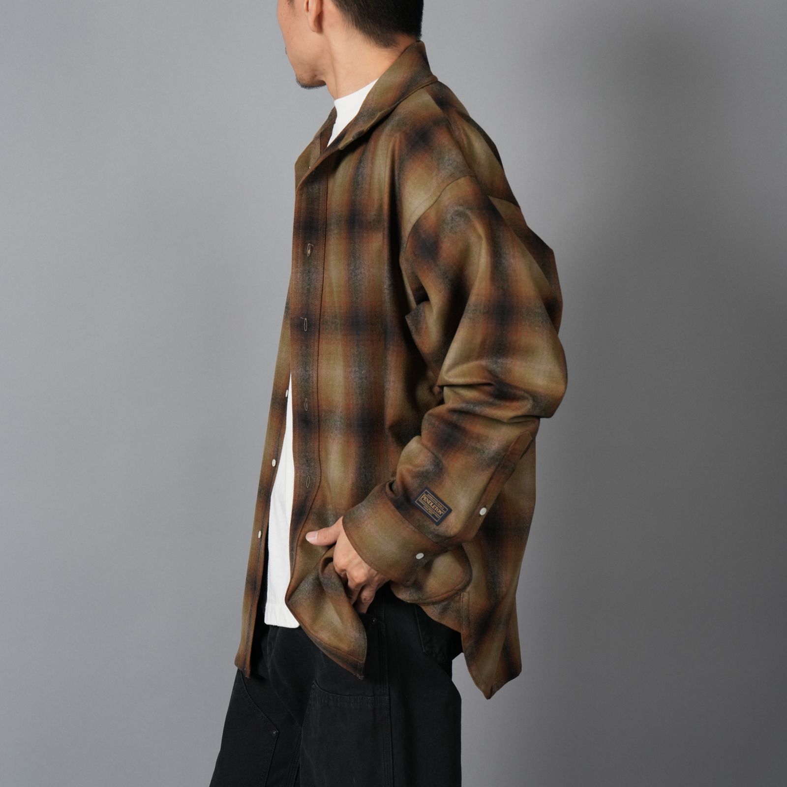 【限定】Basicks x Pendleton x DELUXE / Shadow Check Shirt / シャドウ チェックシャツ (カーキ)
