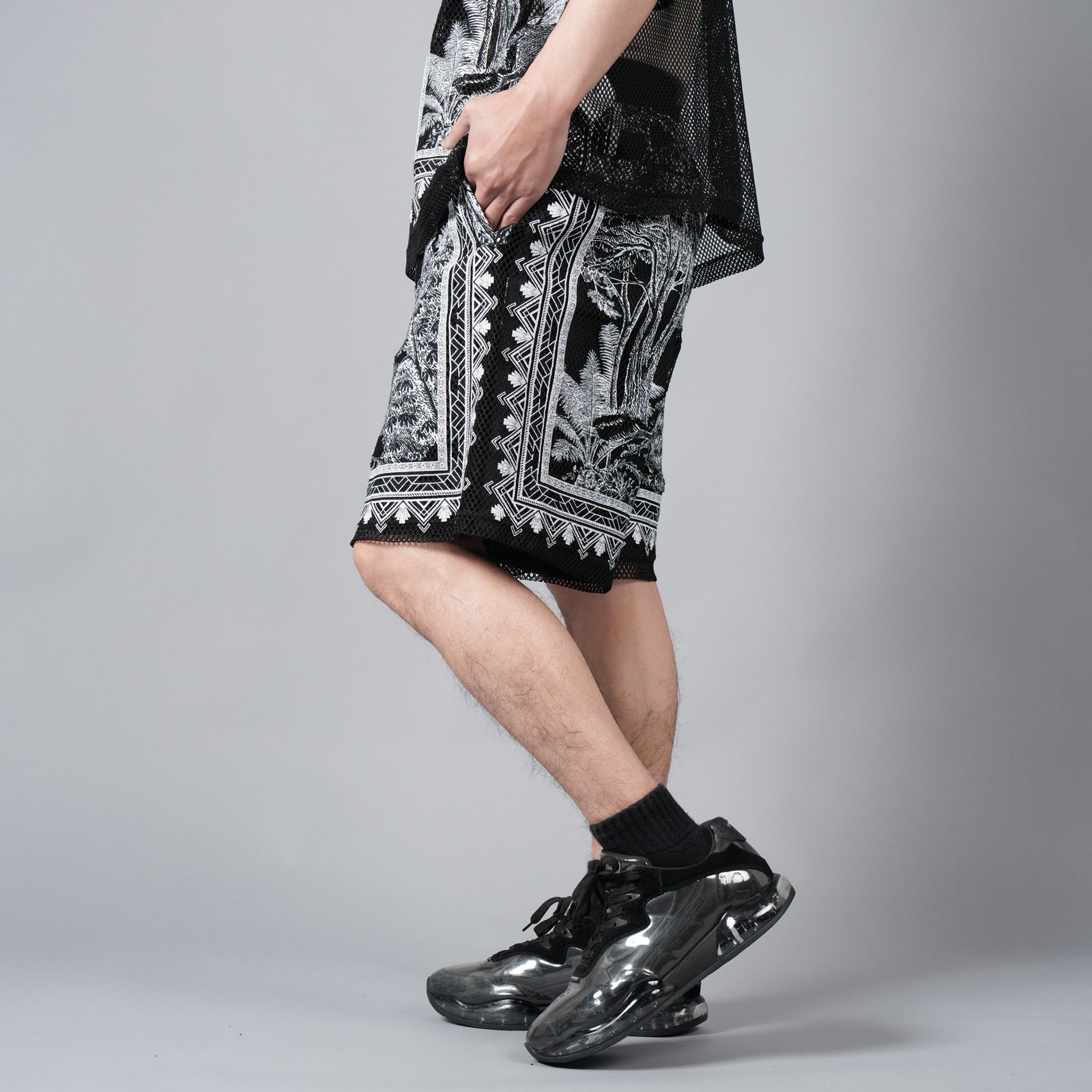 TAAKK - MESH SHORT PANTS / メッシュショートパンツ (ブラック