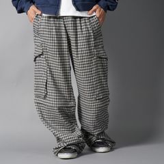 DOLLY, plaid cargos / カーゴパンツ (ブルー/クリーム)