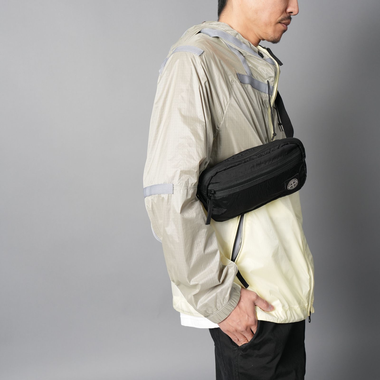 9200014 / NYLON METAL IN ECONYL REGENERATED NYLON / バムバック / クロスボディーバック 【ナイロンメタル】(ブラック)