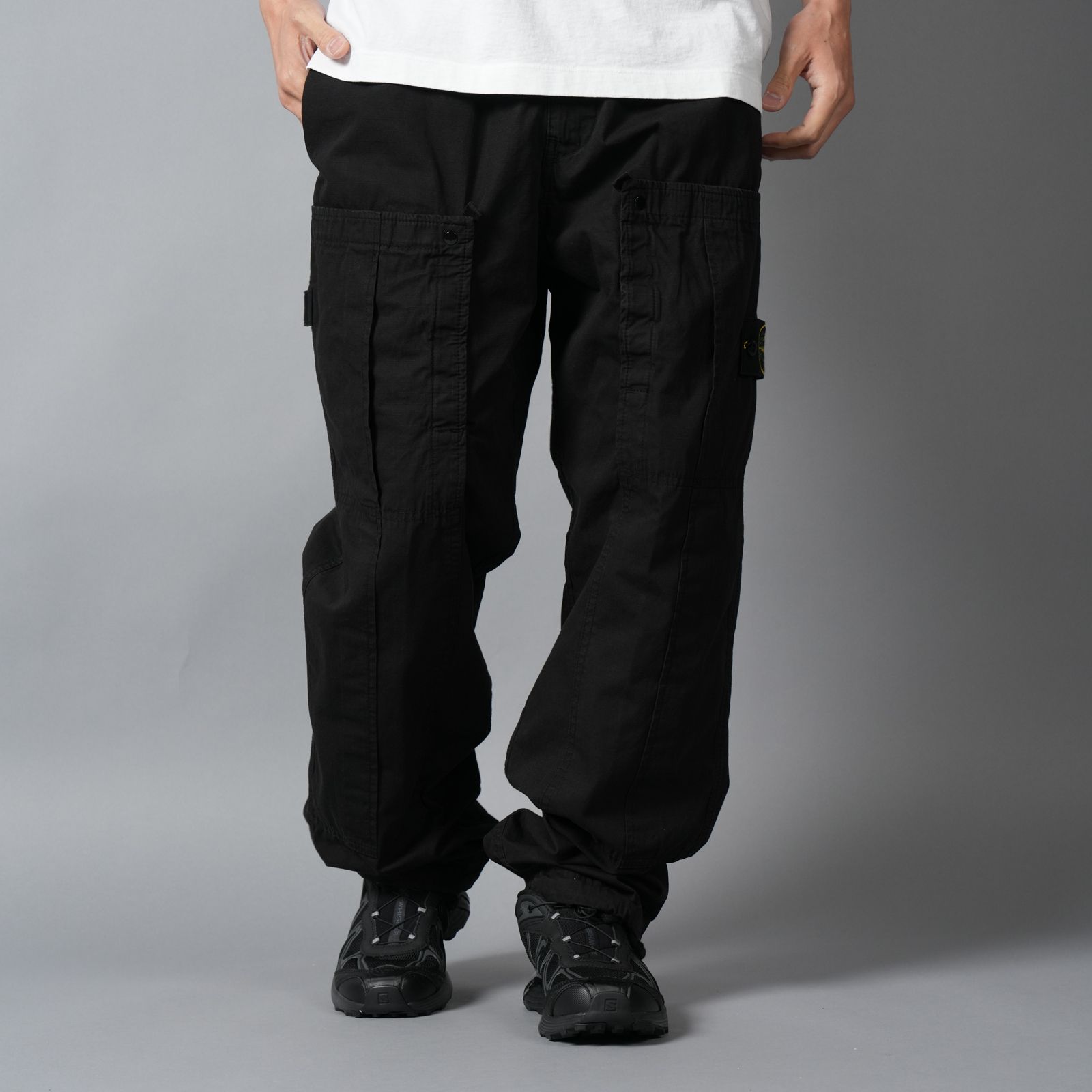 3100007 MERCERISED ORGANIC COTTON RIPSTOP / カーゴパンツ (ブラック)