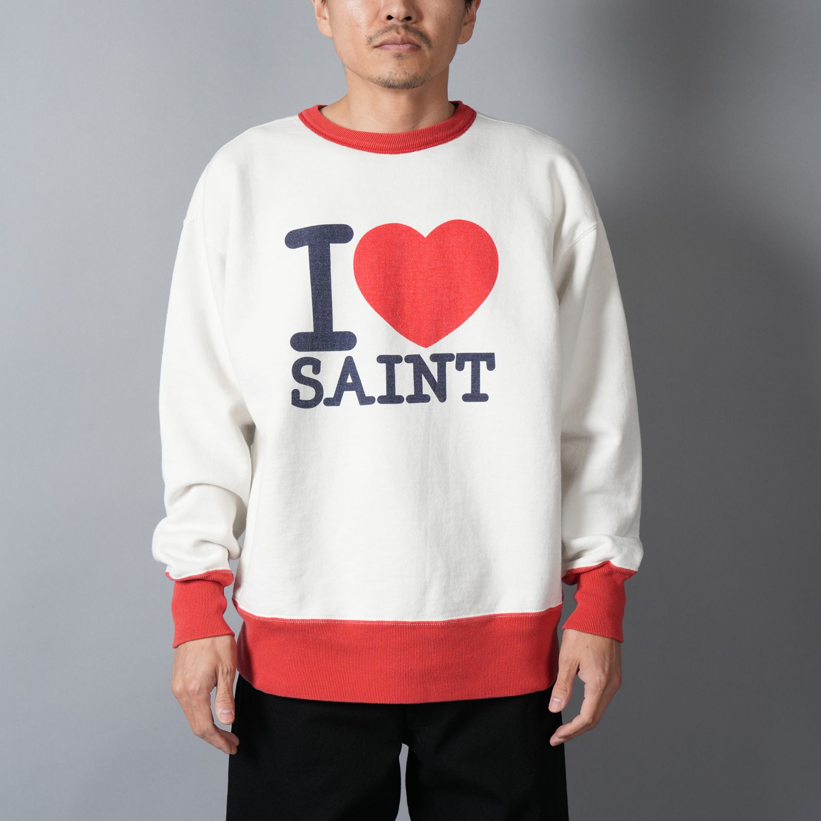 【残りわずか】SM-MK8-0000-055 / CRW NECK SWT / I LOVE SAINT / WHT / スウェット・トレーナー (ホワイト)