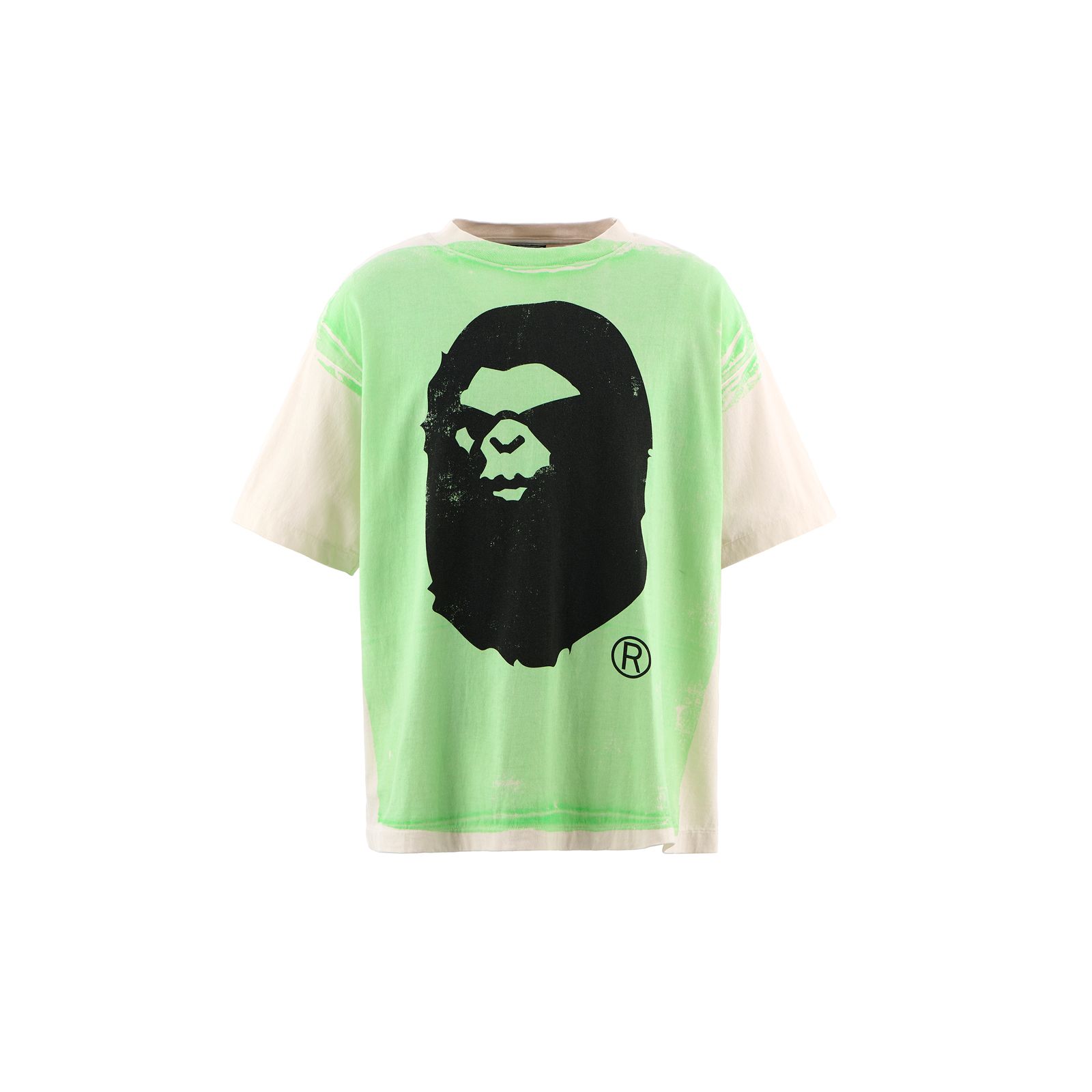 【残りわずか】【コラボ】SM-HR1-0000-C34 / BAPE_SS TEE / HANDPRINT / Tシャツ (ホワイト/グリーン)