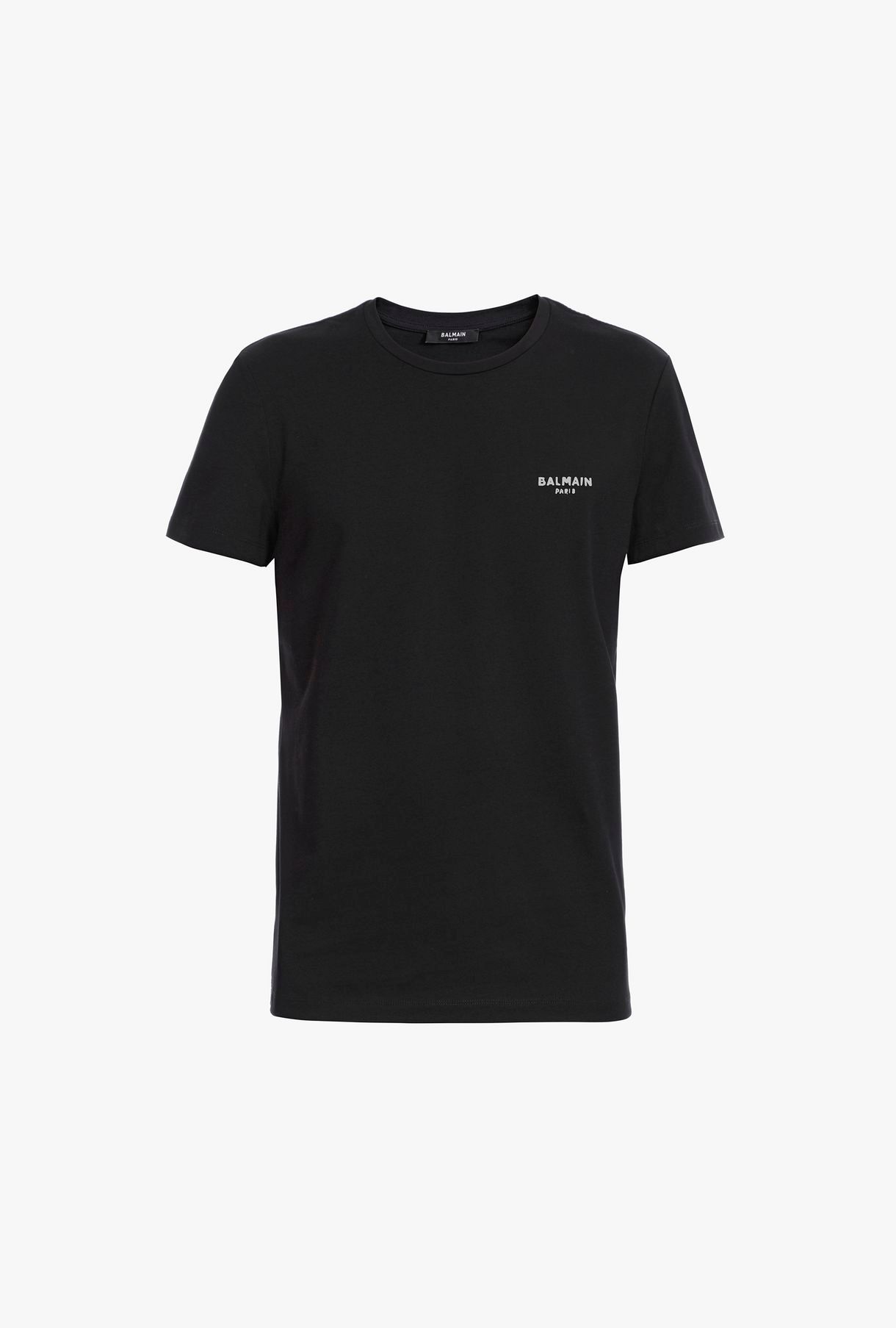 BALMAIN - 【ラスト1点】Black Cotton T-shirt White Balmain Velvet