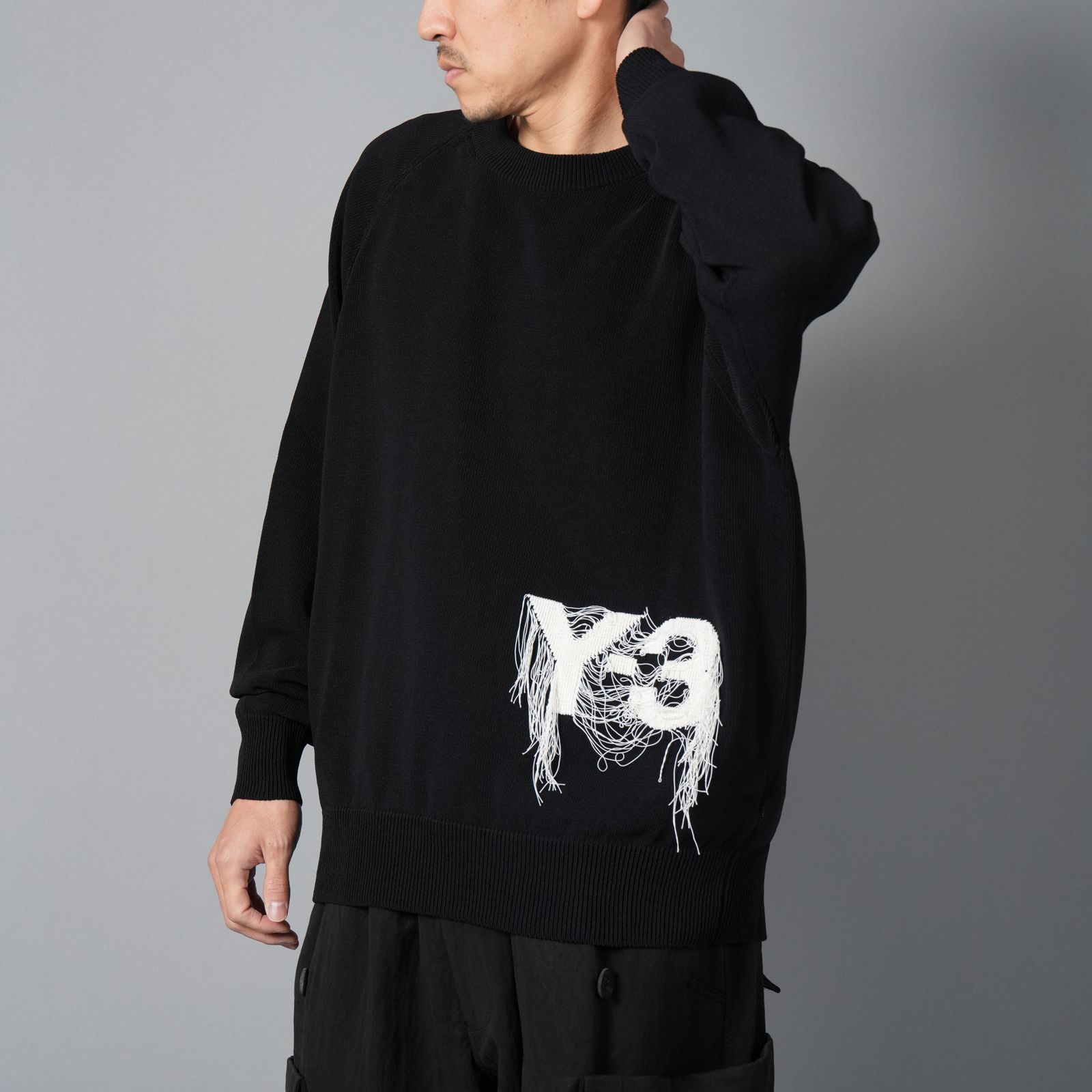 【ラスト1点】Y-3 Logo Knit Crew Sweatshirt  / ニットセーター (ブラック)