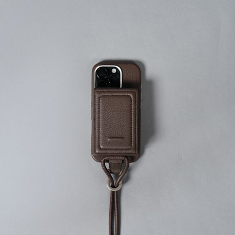 レザーストラップ付iPhoneアクセサリー - ウォレット (ダークブラウン)