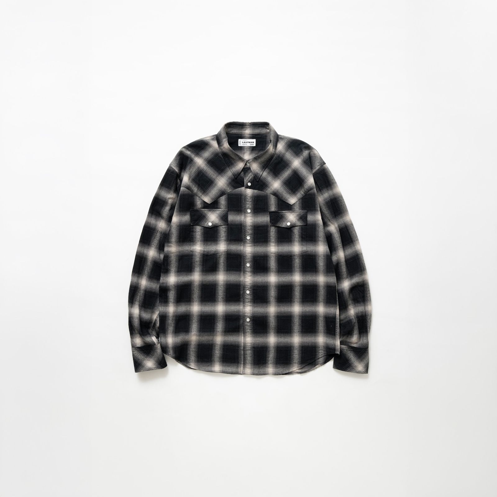 OMBRE PLAID WESTERN SHIRTS (L/S) / ウエスタンシャツ (ブラック)