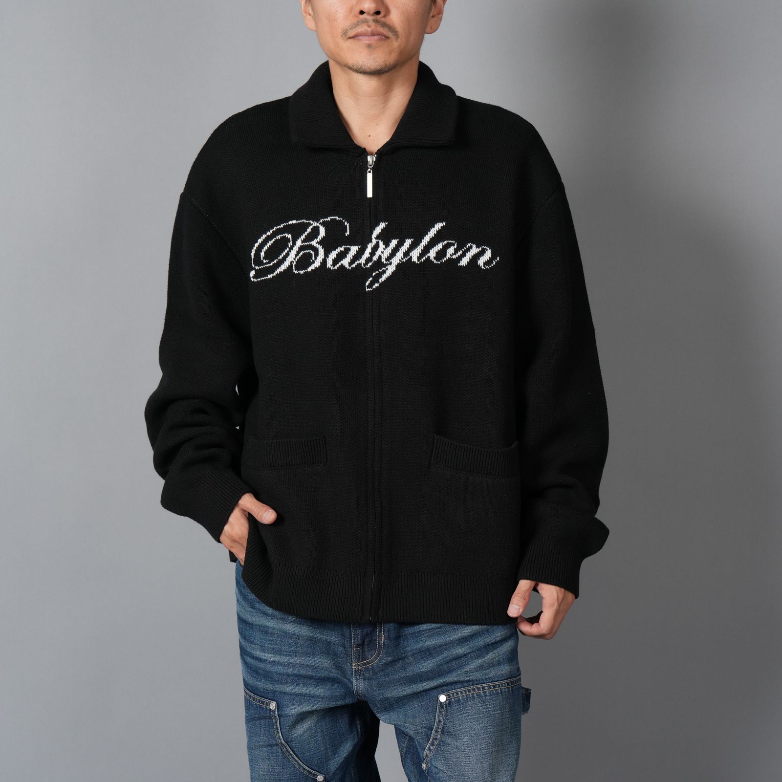 ZIP CARDIGAN / ジップカーディガン  (ブラック)