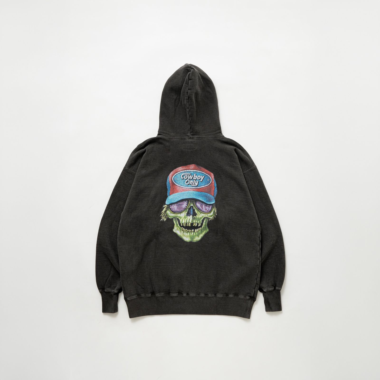 PRINTED HOODIE "TRUCKER" / プリント フーディー トラッカー / パーカー (ブラック)
