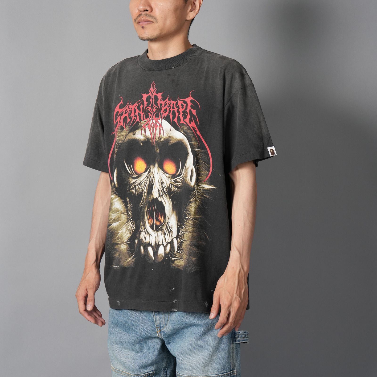 【コラボ】SM-HR1-0000-C37 / BAPE_SS TEE / SAINT BAPE / BLACK / Tシャツ (ブラック)
