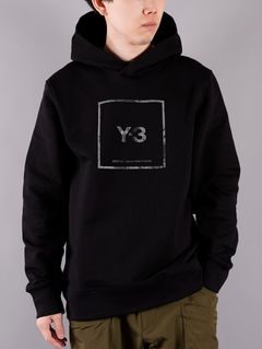 ラスト1点 / U SQUARE LABEL GRAPHIC HOODIE / ユニセックス スクエア ラベル グラフィック フーディー (ブラック)