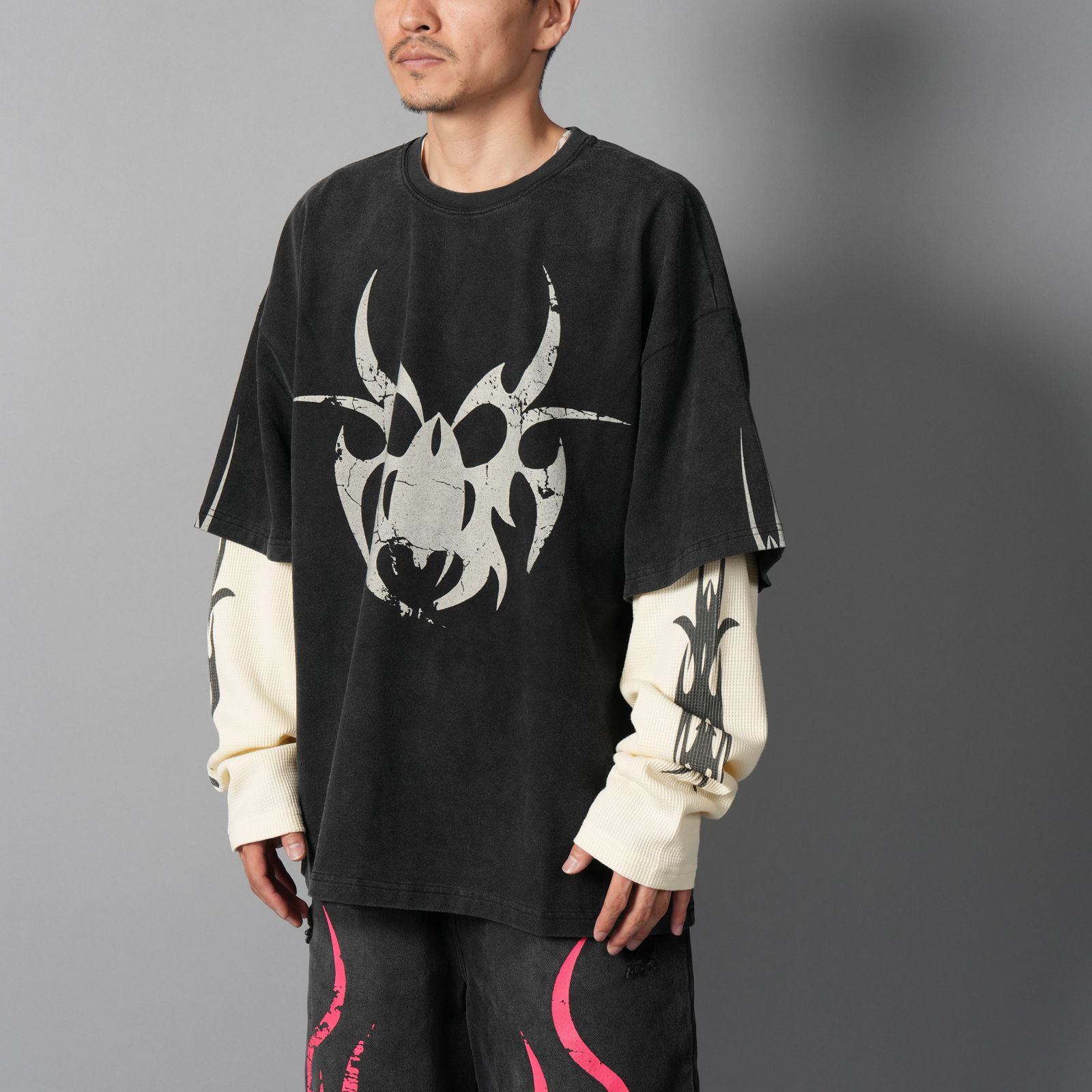Roach Layered Longsleeve / ローチ レイヤード ロングスリーブ (クリーム/ブラック)
