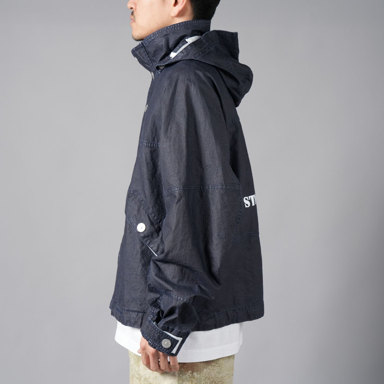 【ラスト1点】418X1 / STONE ISLAND MARINA_RAW PLATED LINEN  / ジャケット (ロイヤルブルー)