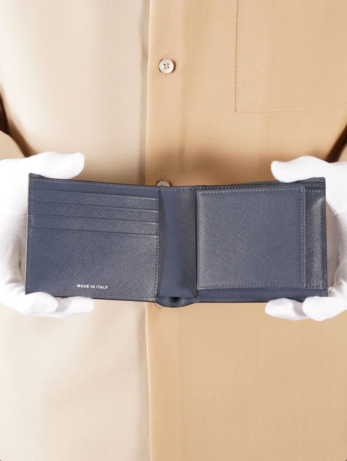 【ラスト1点】サフィアーノカーフレザー 2つ折りウォレット / 財布 / グリーン・ブラック・ブルー / TRUNK COLLECTION / メンズ