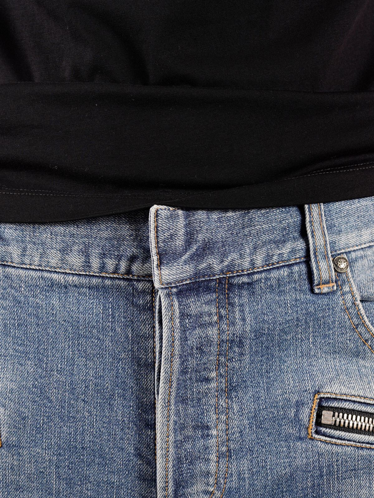 BALMAIN - SLIM DENIM JEAN 15 CM BLEACH DISTRESSED / バイカー