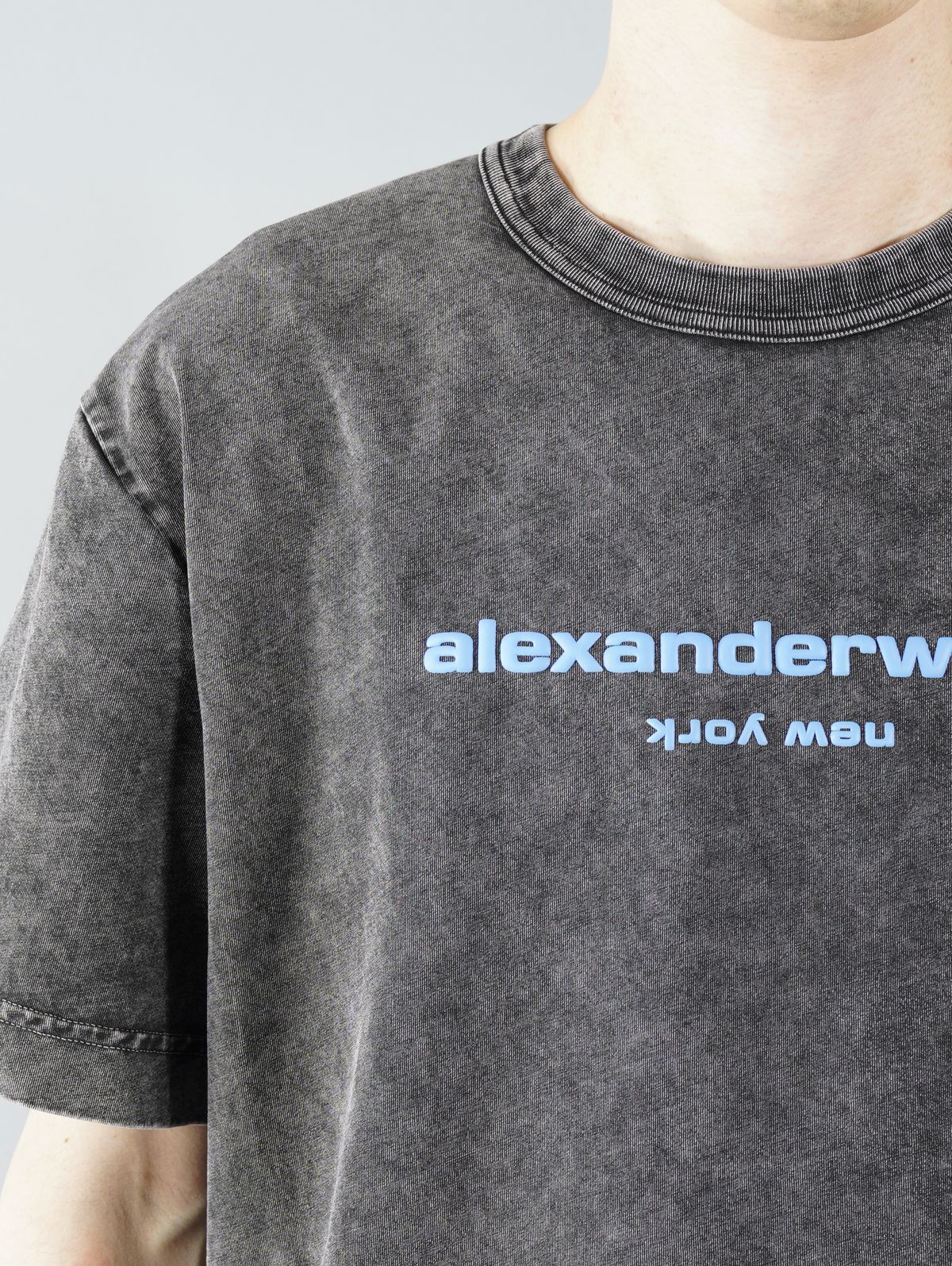 ALEXANDER WANG - ACID WASHED CLASSIC SPORT SLEEVE TEE W / PUFF