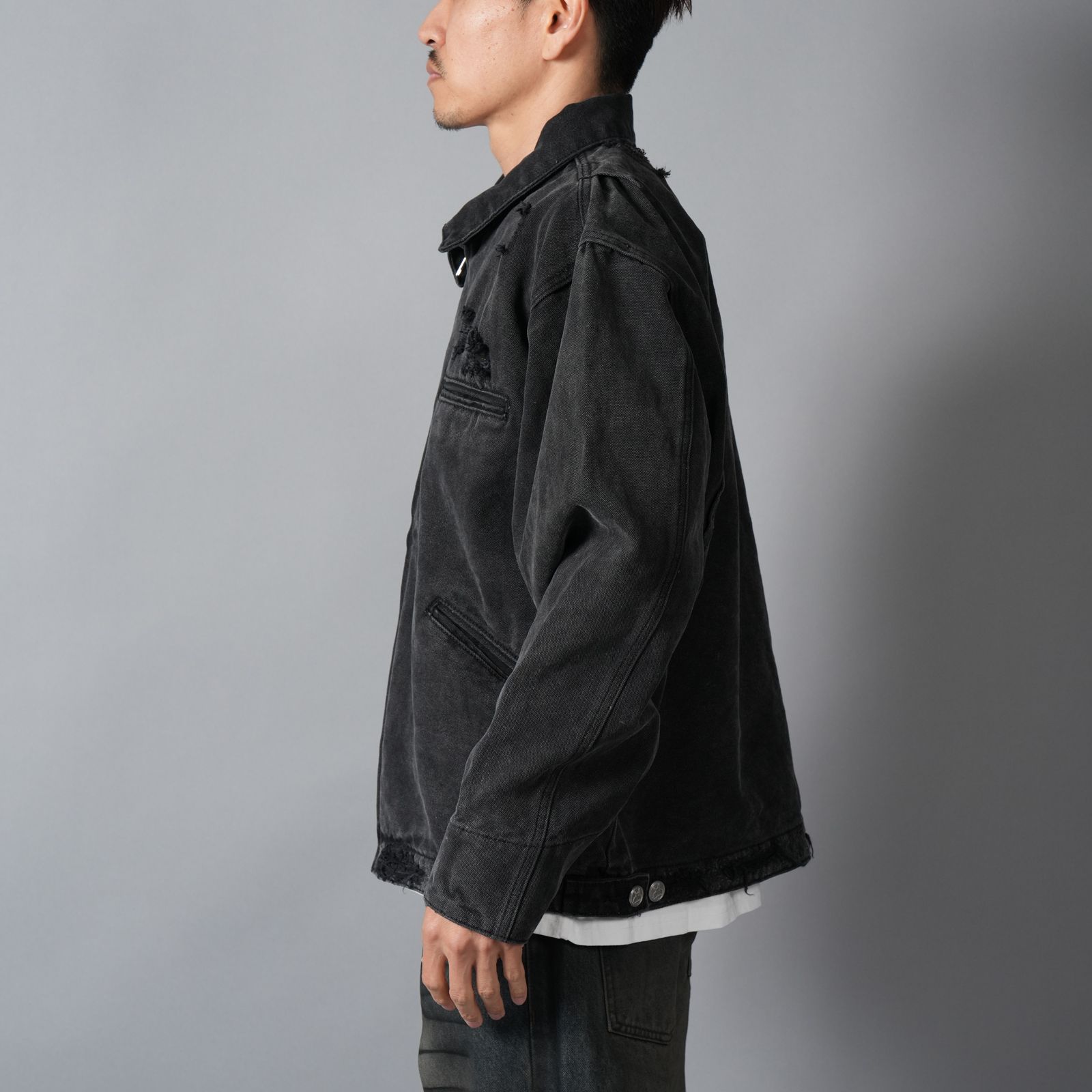 HENCH, distressed work jacket / ワークジャケット (ブラック)