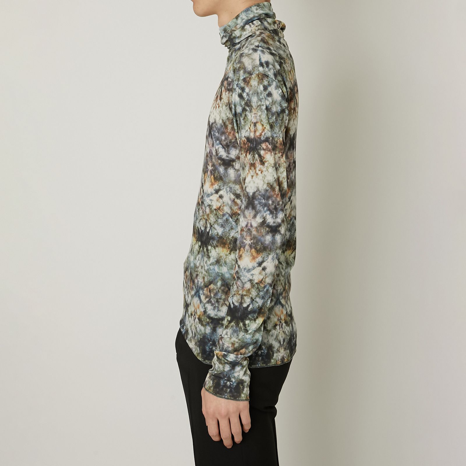 【ラスト1点】TIE DYE TULLE T / HIGH NECK T-SHIRT / タイダイ チュールT ハイネックTシャツ (イエロー)