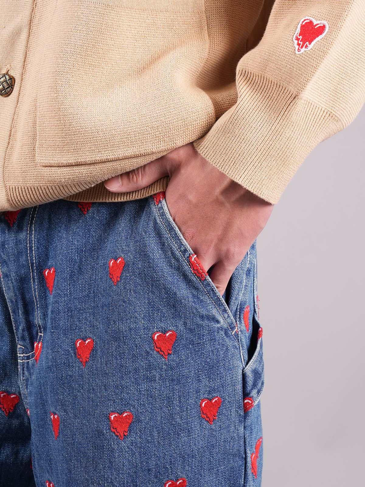 Emotionally Unavailable - EU LOGO PATTERN DENIM PANTS