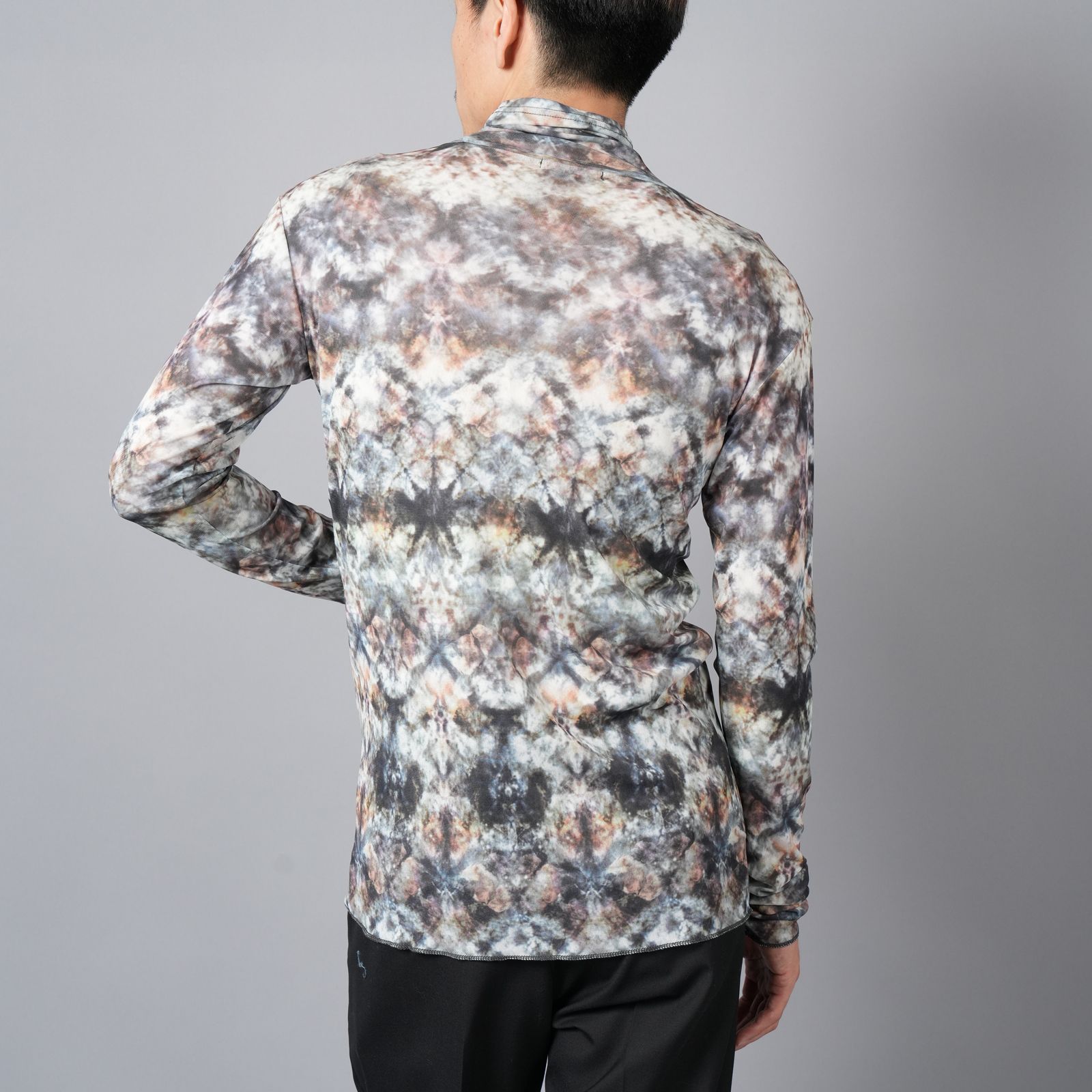 【ラスト1点】TIE DYE TULLE T / HIGH NECK T-SHIRT / タイダイ チュールT ハイネックTシャツ (イエロー)