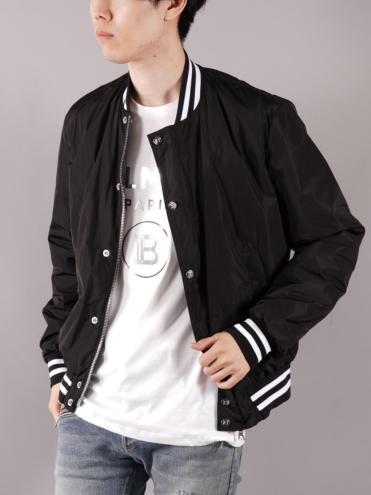 BALMAIN - 【ラスト1点】BH1 NYLON BOMBER JACKET / ボンバージャケット (ナイロンブルゾン) / ブラック /  定番商品 / メンズ | Confidence