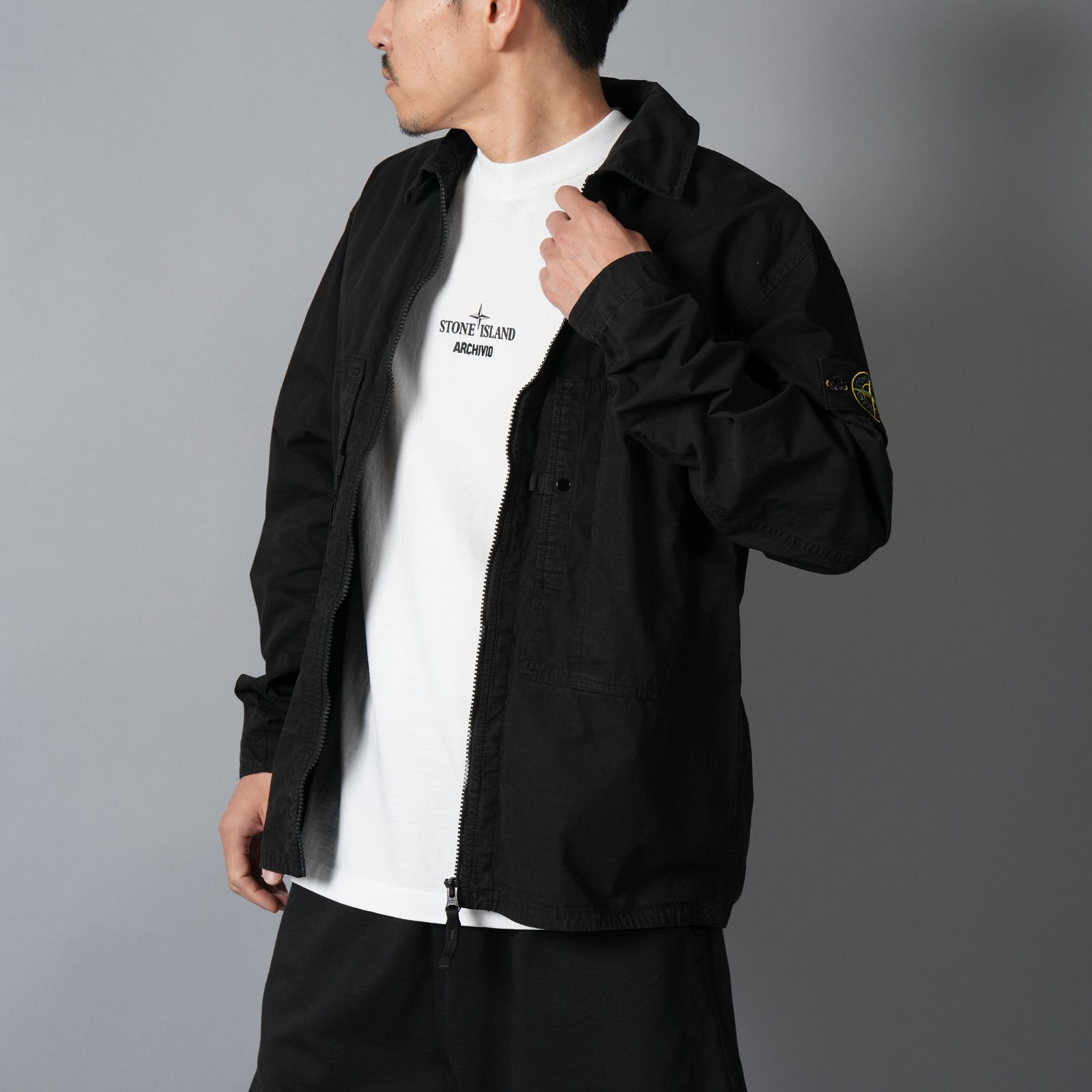 1200005 / MERCERISED ORGANIC COTTON RIPSTOP / オーバーシャツ(ブラック)