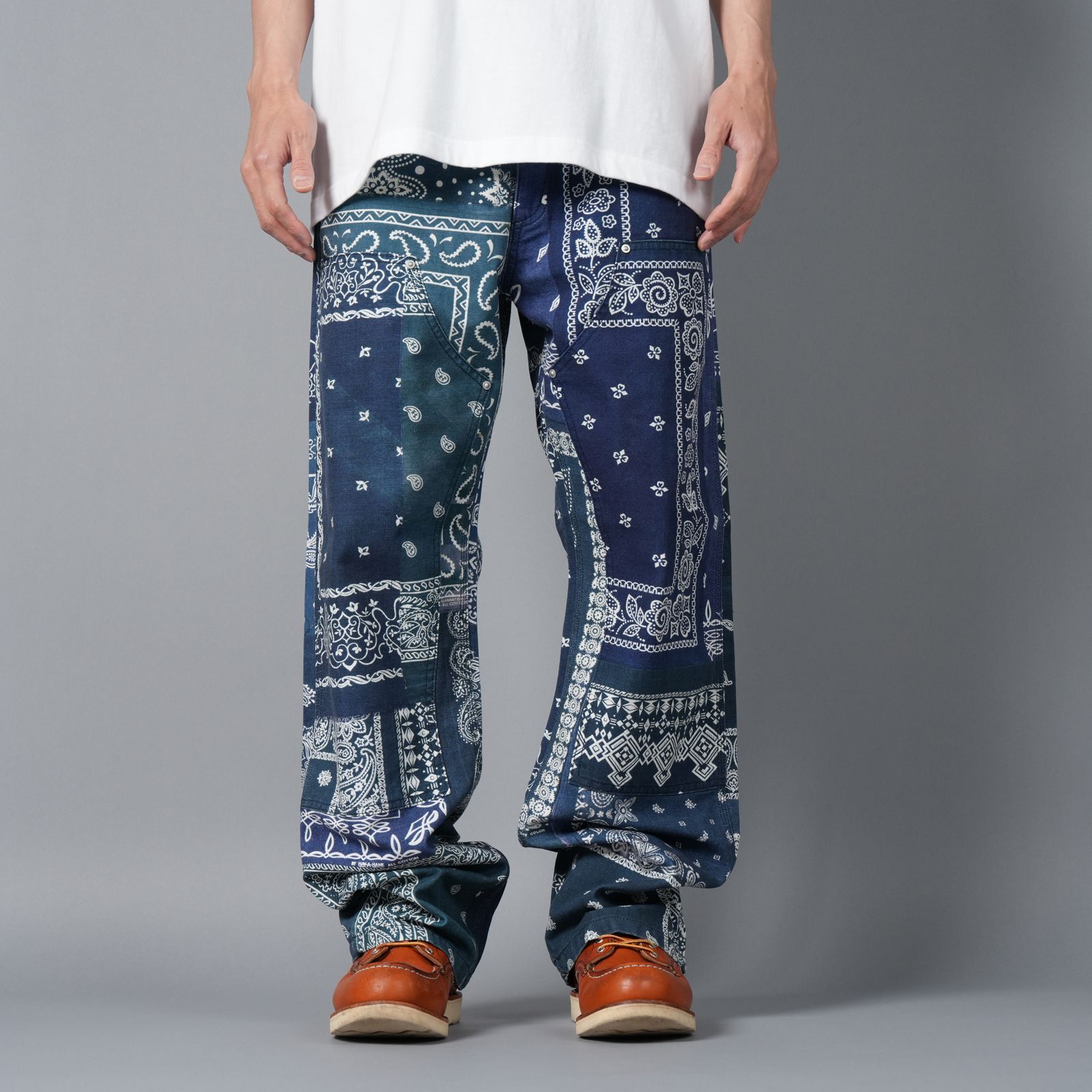 【ラスト1点】Bandana pants / バンダナパンツ (ブルー/グリーン)