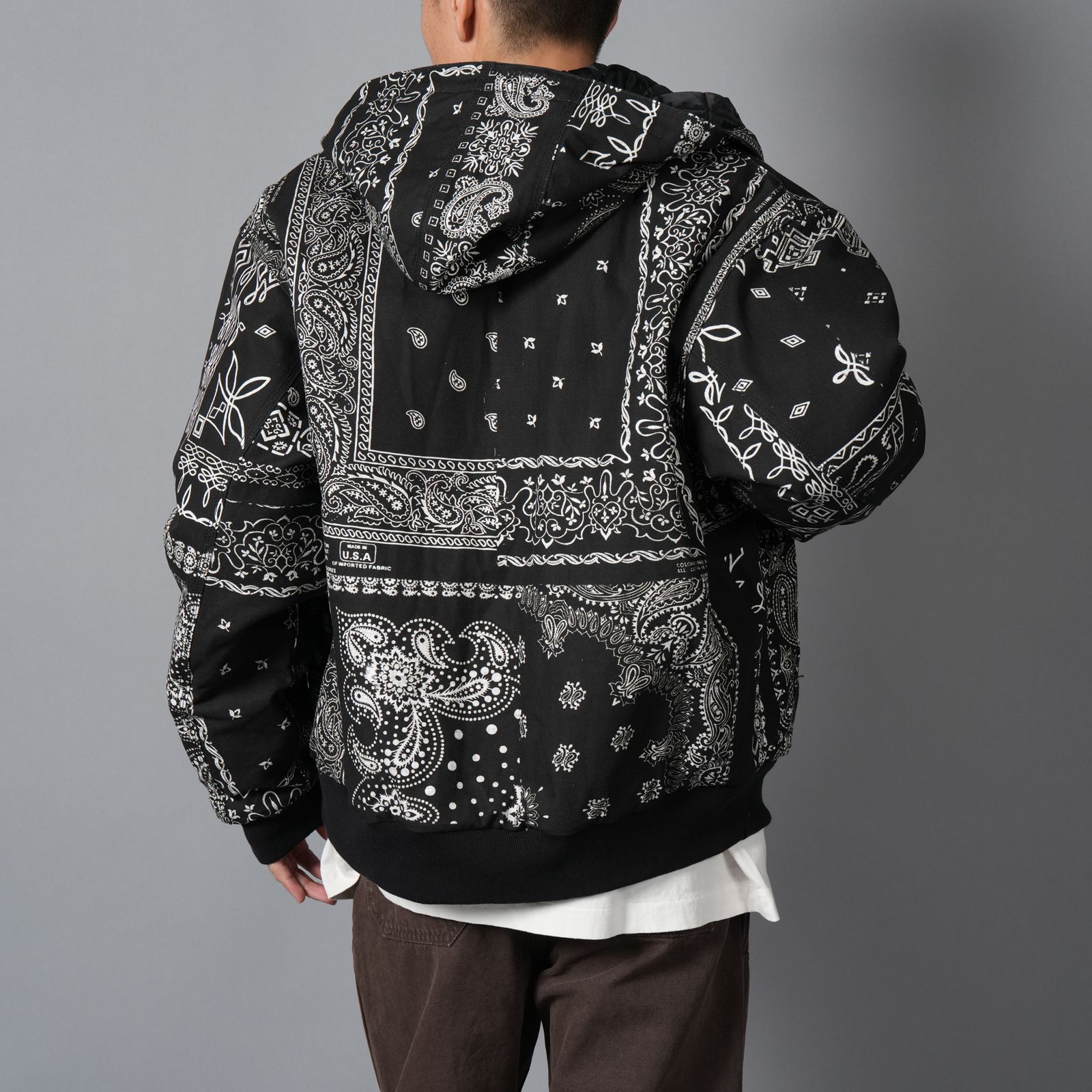 MH027 / Quilted Hoodie Jacket / キルテッド フーディージャケット (ブラック)
