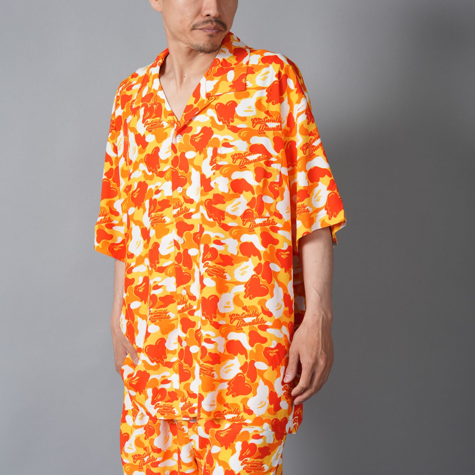 【コラボ】EU-MK8-0000-C01 / EU APE ALOHA SHIRT / ORANGE / シャツ (オレンジ)