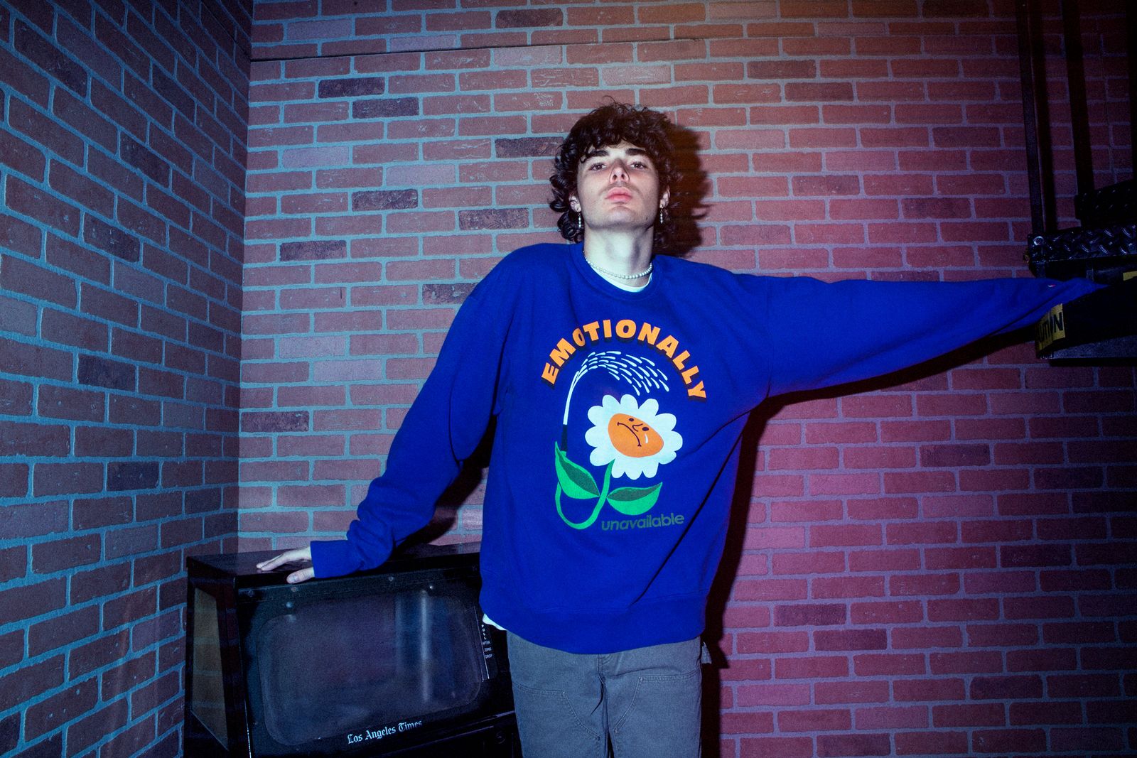 【ラスト1点】 EU-A21-0000-004 / CREW SWEATSH FLOWER / クルー スウェットシャツ フラワー   (ブルー)