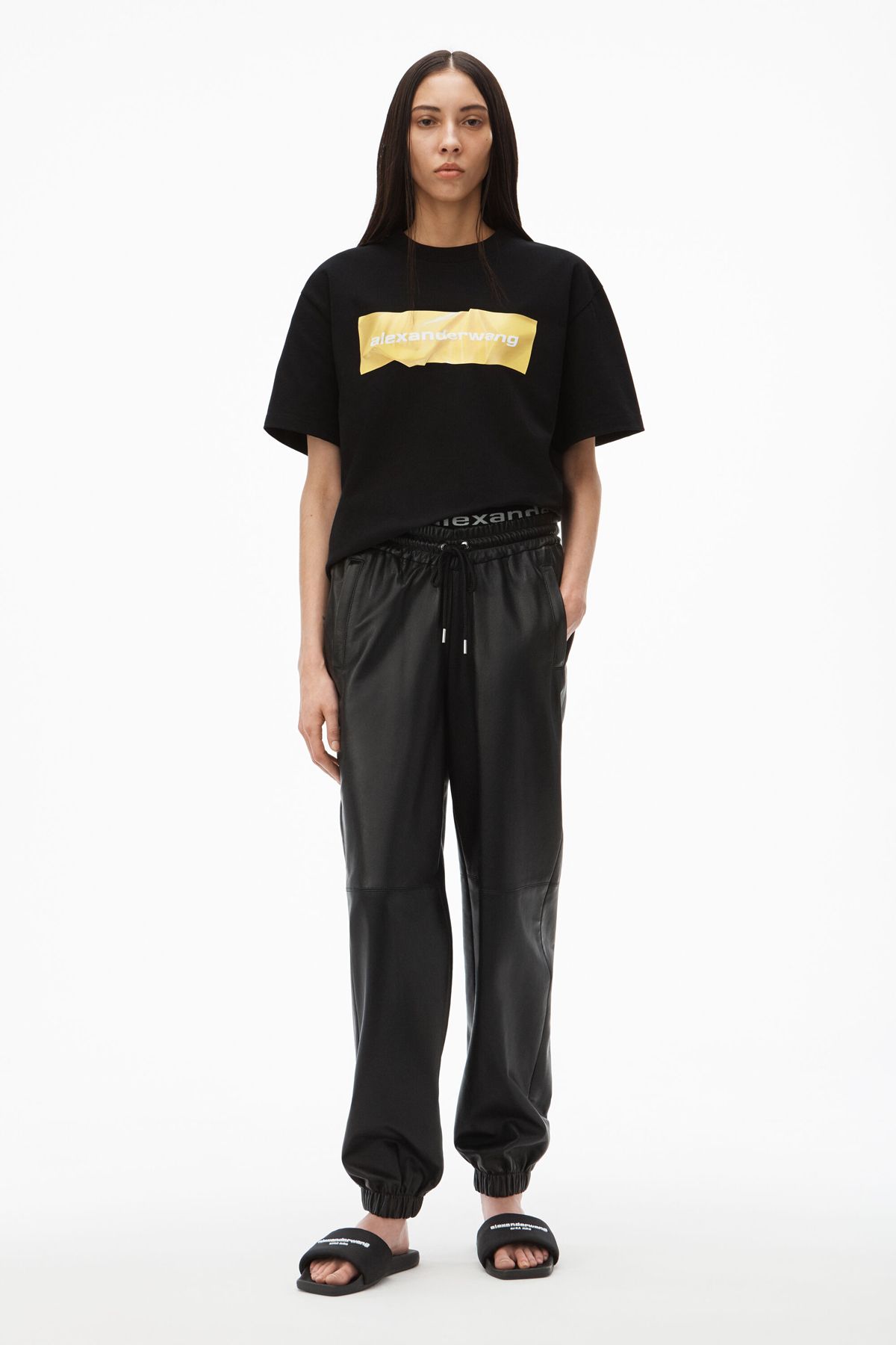 alexander wang - SHORT SLEEVE TEE WITH CRUMPLED LOGO PRINT