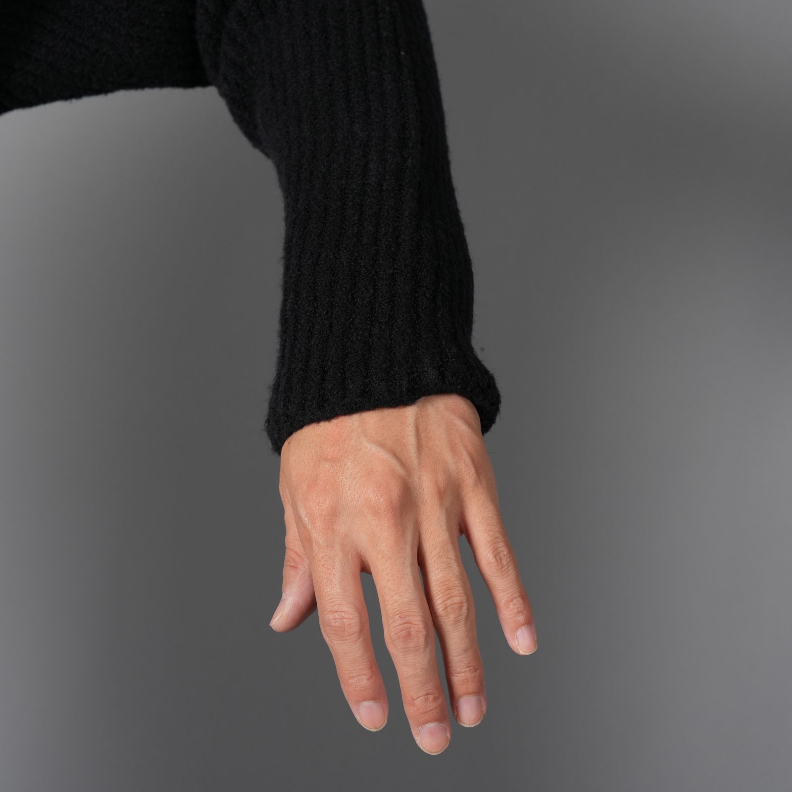 KNITWEAR CARDIGAN IN BOUCLE FELTED YARN / ニットカーディガン (ブラック)