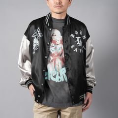 【ラスト1点】[2月23日(金)10時発売!!] [限定] SM-YS8-0000-C12 / BR_SATIN JACKET / BLK+GRY / サテンジャケット (ブラック/グレー)
