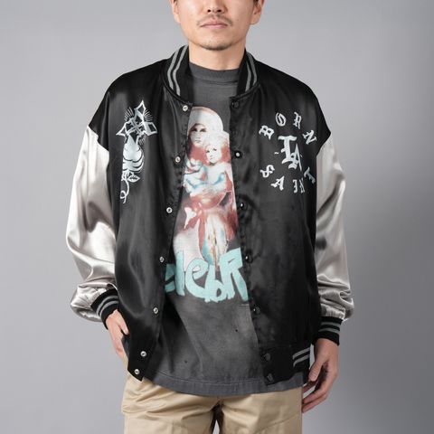 【ラスト1点】[2月23日(金)10時発売!!] [限定] SM-YS8-0000-C12 / BR_SATIN JACKET / BLK+GRY / サテンジャケット (ブラック/グレー)