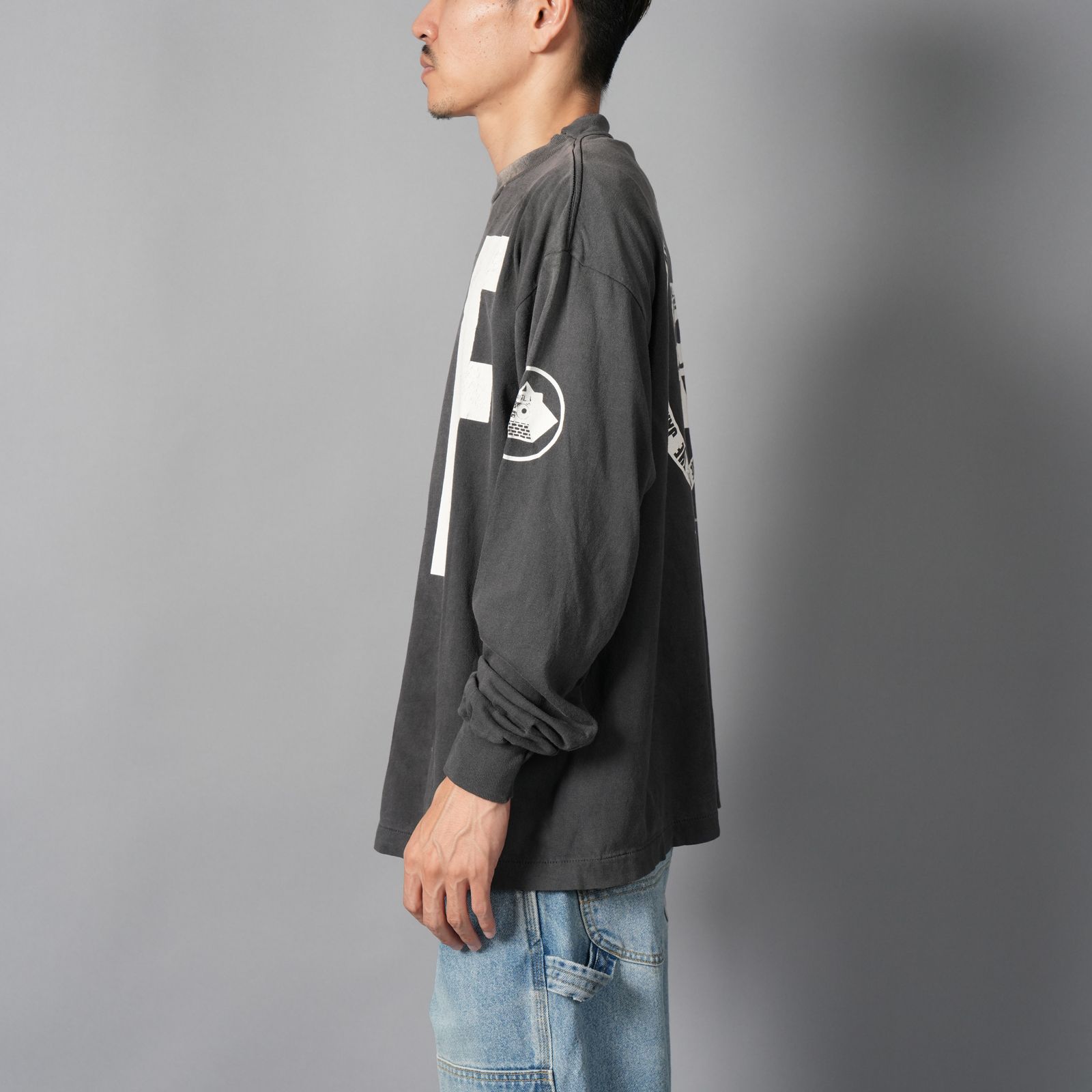 【ラスト1点】【コラボ】SM-HR1-0000-C03 / KLF  / LS TEE / WHITE KLF / BLACK / ロンT・カットソー (ブラック)