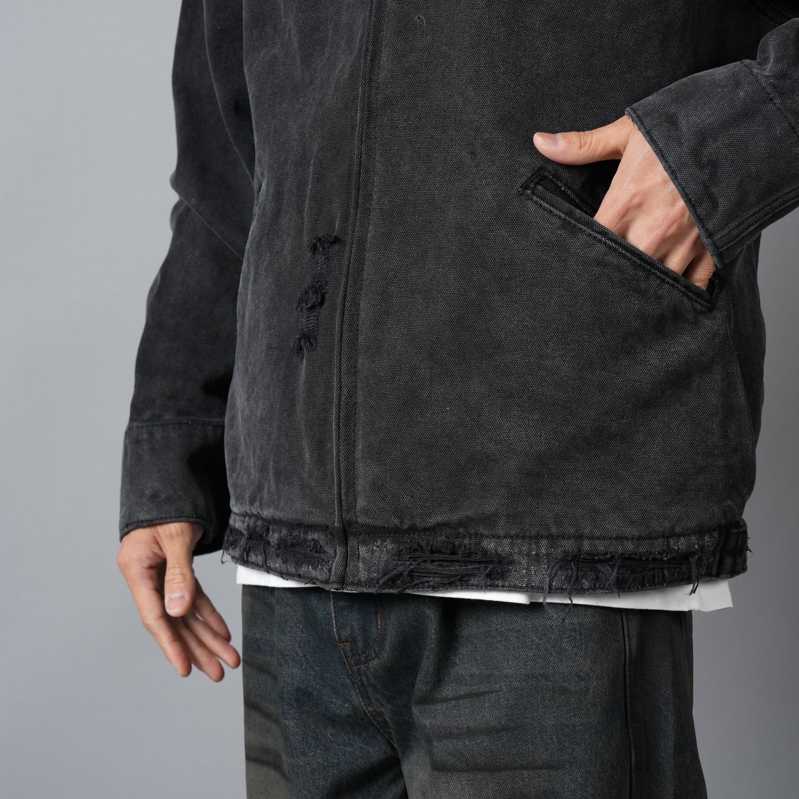 HENCH, distressed work jacket / ワークジャケット (ブラック)