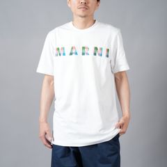 ホワイト ギンガムマルニロゴ入り コットン製Tシャツ (アイボリー)