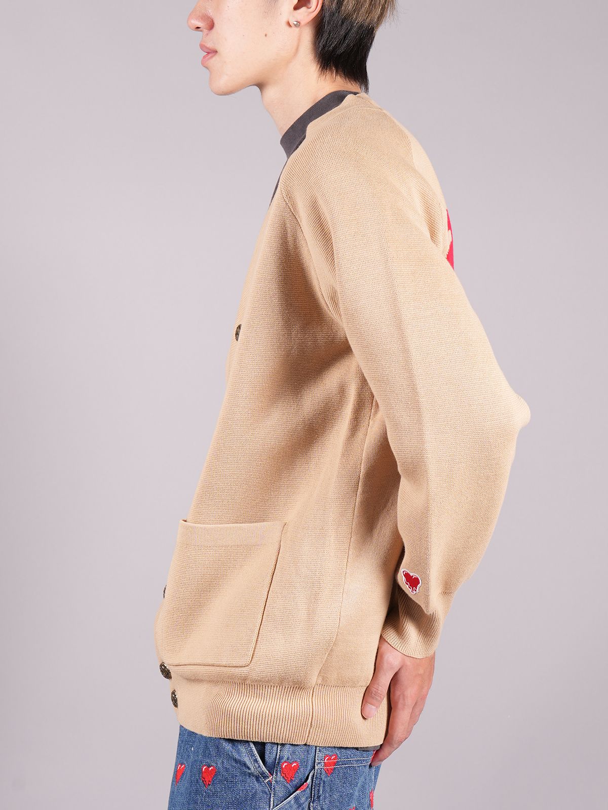 ラスト1点 / EU HEART CARDIGAN  / カーディガン (タン)