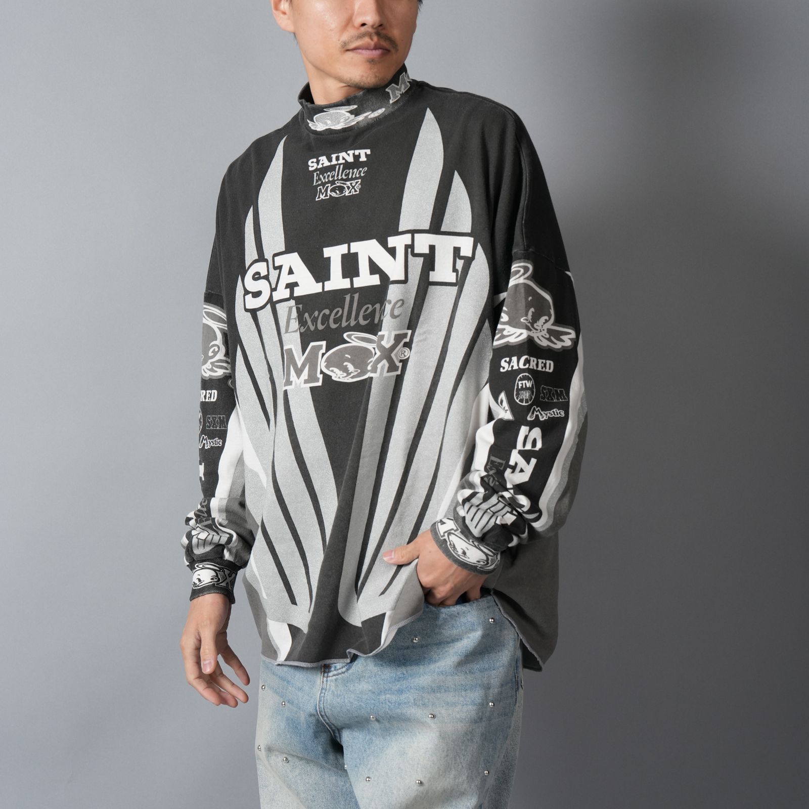 【ラスト1点】SM-MK8-0000-029 / LS T-SHIRT / SAINT MX / BLACK / ロンT・カットソー (ブラック)