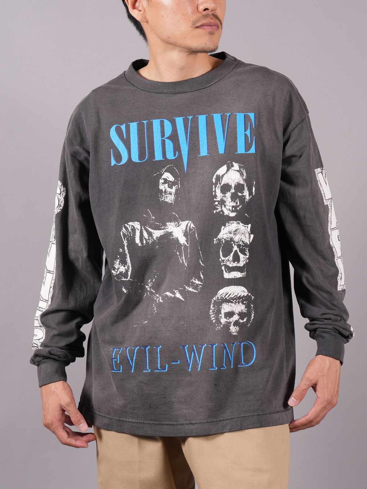 SAINT MICHAEL セントマイケル 23AW Vintaged SURVIVE PRINT L/S TEE