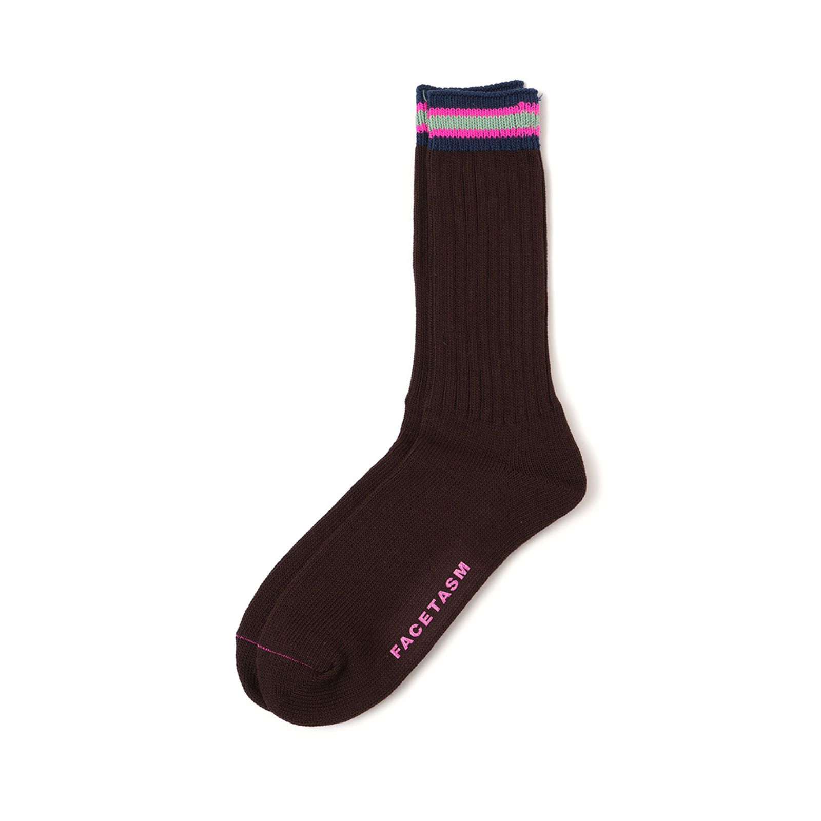 RIB SOCKS / リブソックス  (ネイビー/ブラウン)