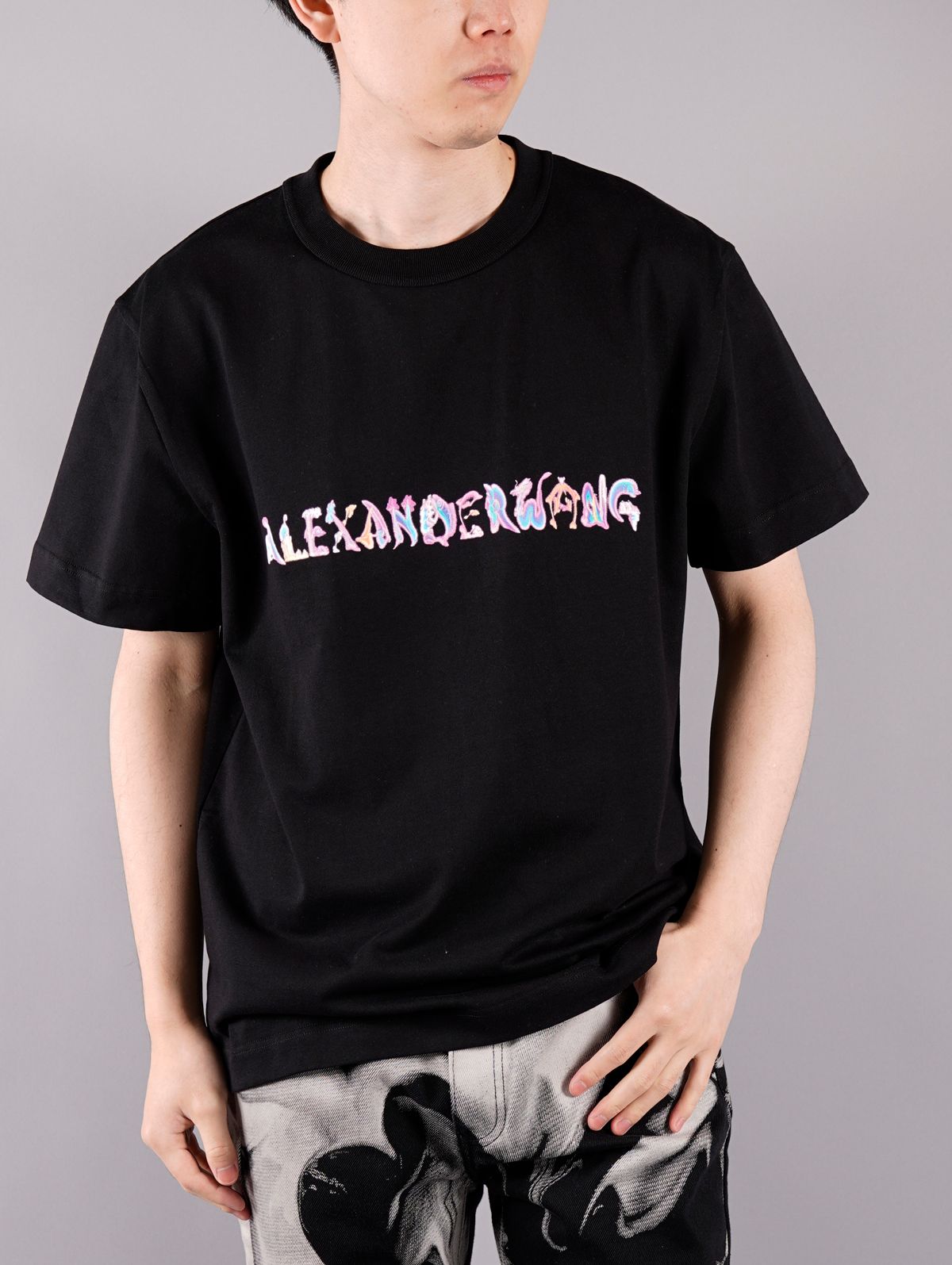 ALEXANDER WANG アレキサンダーワン ロゴプリントポケットTシャツ ブラック XL