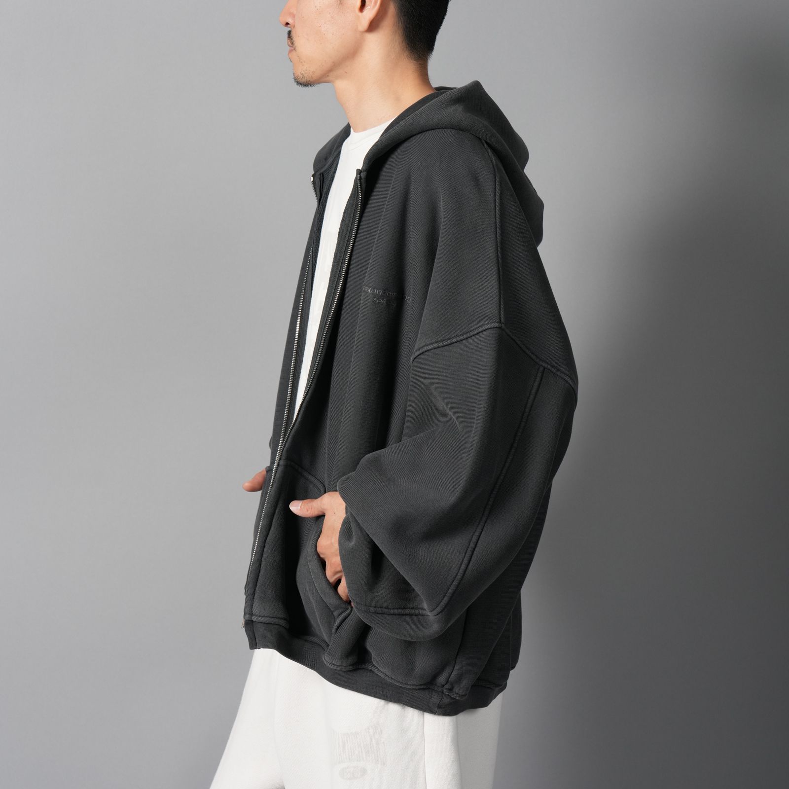 alexander wang - ZIP UP HOODIE W / GRAPHIC LOGO / ジップ