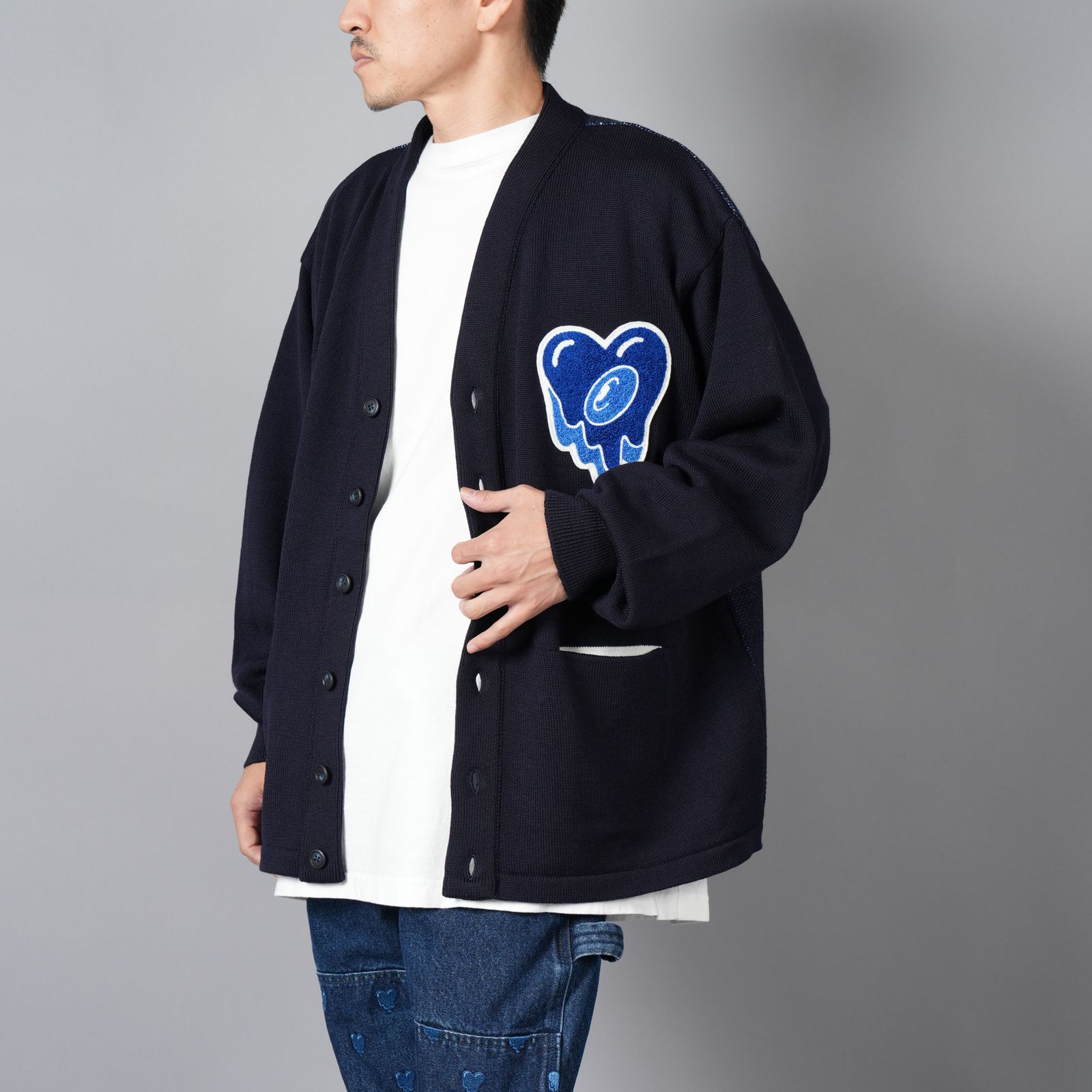 【ラスト1点】【コラボ】 EU-YS1-0000-C01 / NOW ON REC CARDIGAN / NAVY / カーディガン (ネイビー)