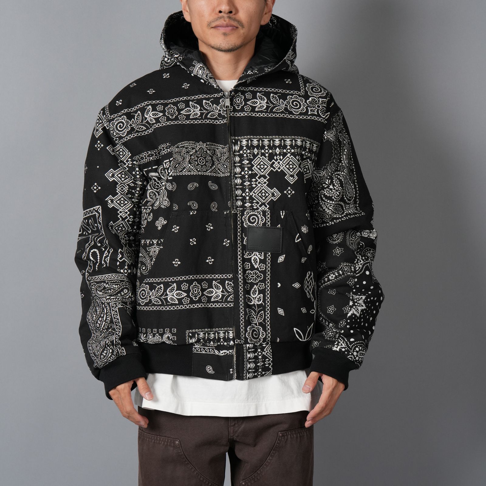 MH027 / Quilted Hoodie Jacket / キルテッド フーディージャケット (ブラック)