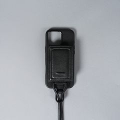 レザーストラップ付iPhoneアクセサリー - ウォレット (ブラック)