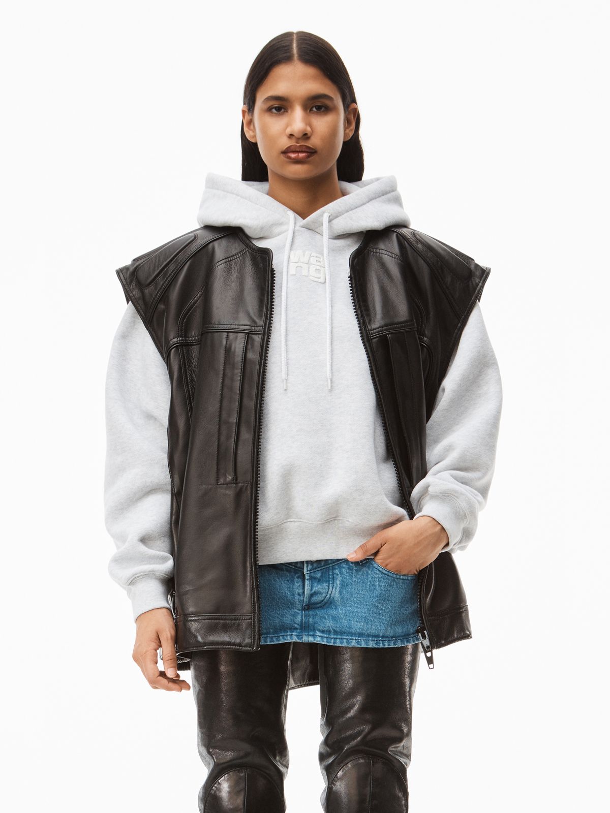 alexander wang - ESSENTIAL TERRY HOODIE WITH PUFF PAINT LOGO