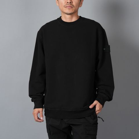 6100069 STRETCH COTTON FLEECE_STONE ISLAND GHOST / トレーナー・クルーネックスウェット (ブラック)